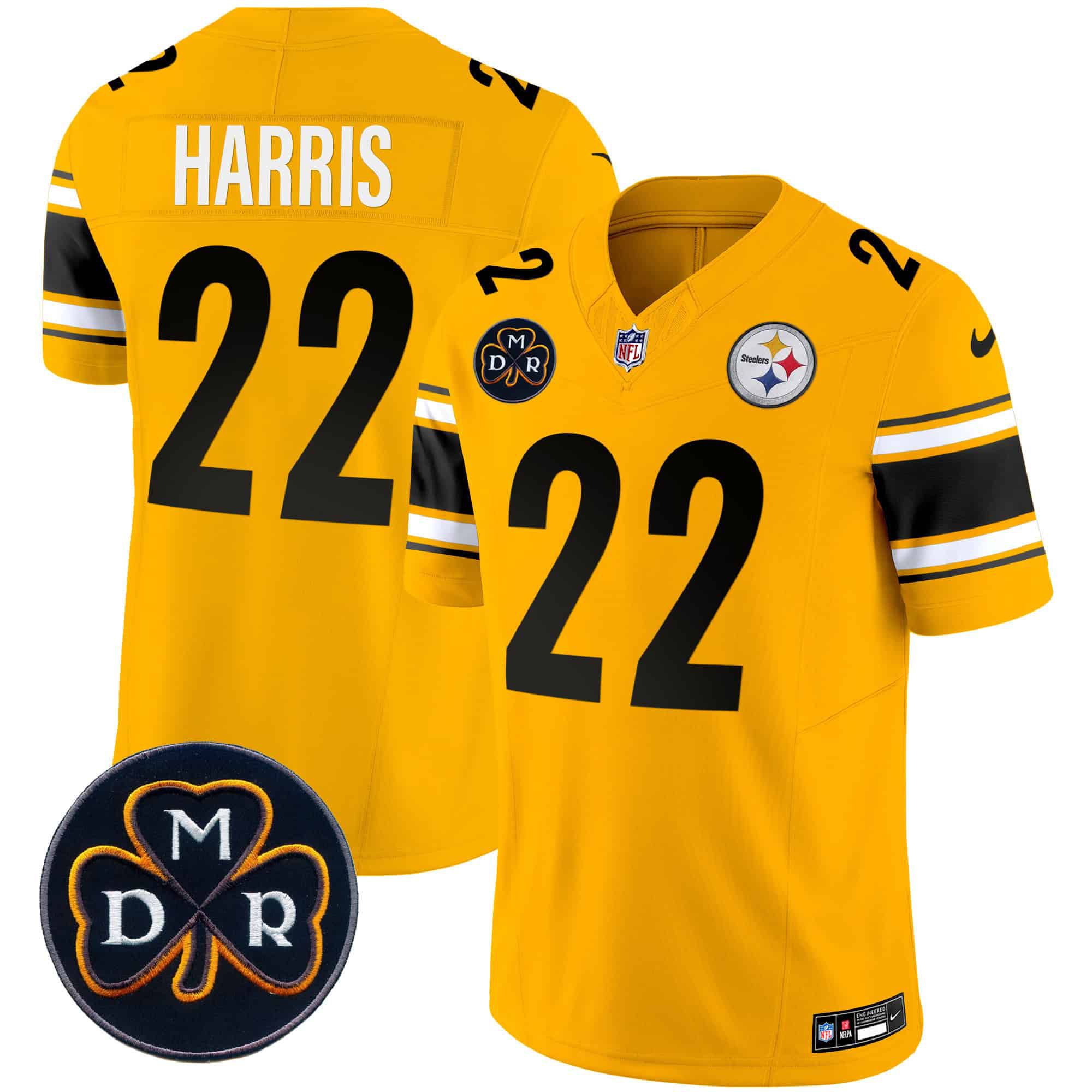 Men Pittsburgh Steelers #22 Harris Yellow 2024 Nike DMR Patch Vapor Limited NFL Jersey->indianapolis colts->NFL Jersey